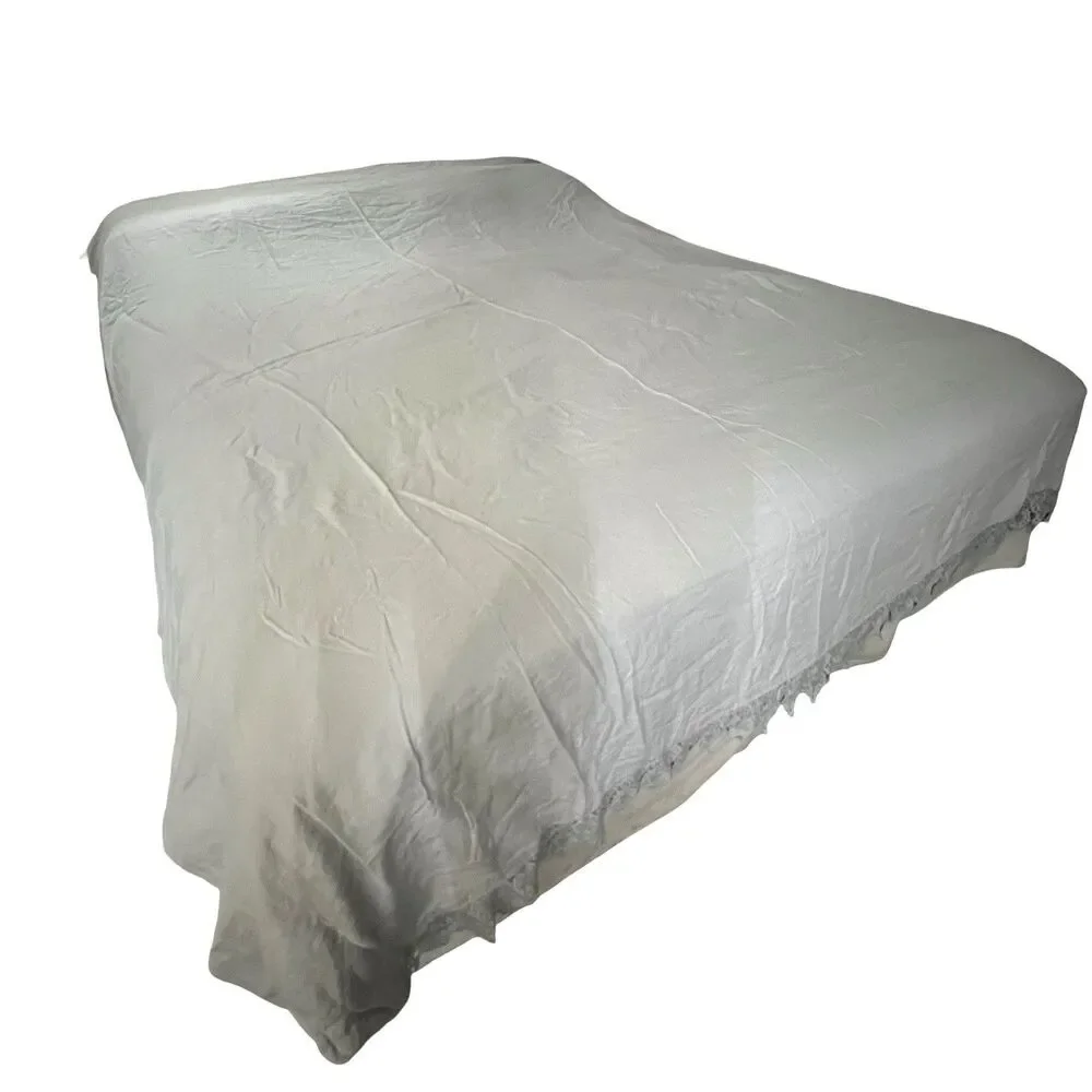 Wamsutta Vintage Evelyn Lace Trim King Duvet Cover Linen Cotton Gray